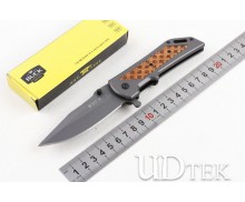 Buck DA105 wood and steel handle fast opening folding knife UD405202